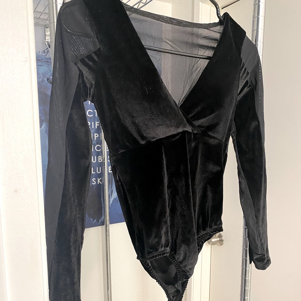 Black velvet leotard
